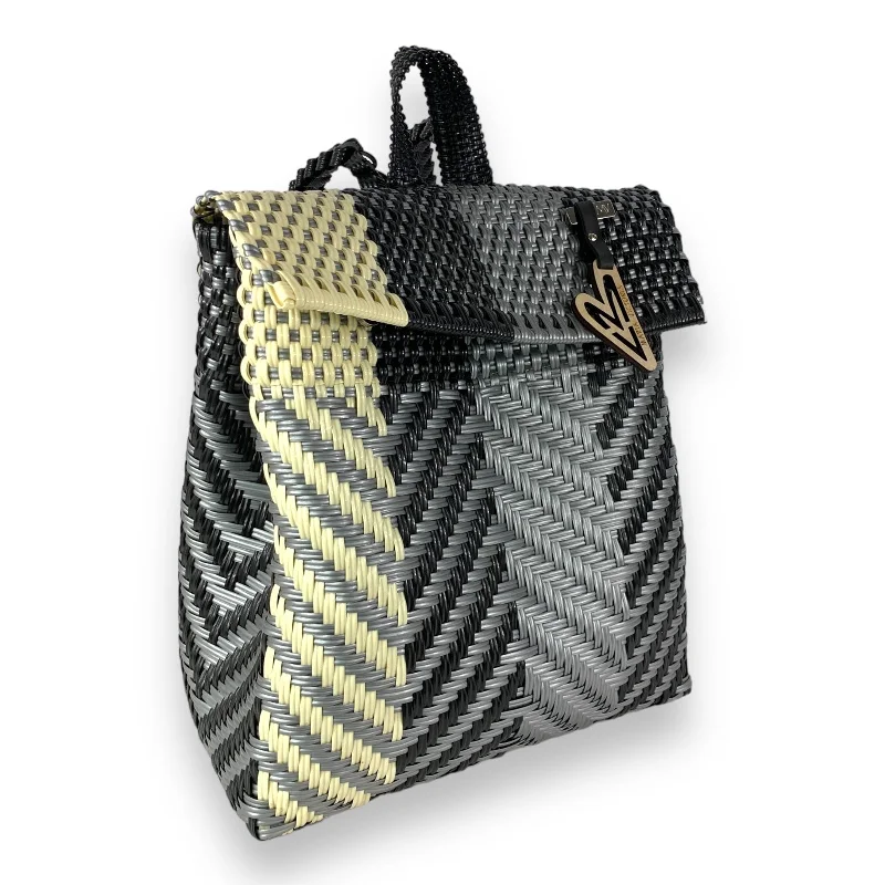  High-End Handbags At Affordable PricesMaria Victoria | Waves BK | Upcycled, Handwoven, Ivory/Silver/Black Backpack