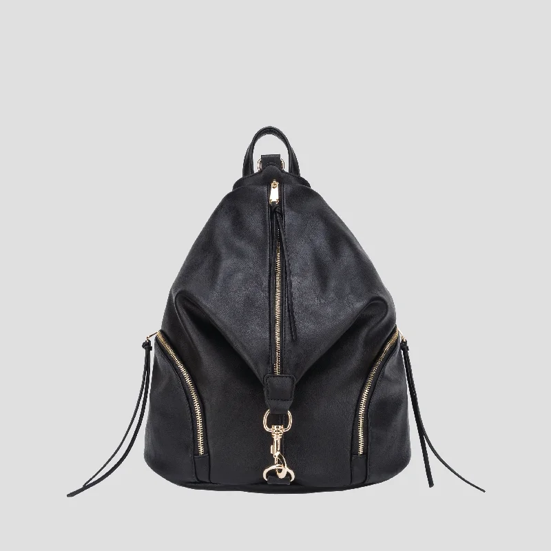  Fashion Bags, Huge SavingsVegan Leather Backpack With Zipper Pockets On Both Sides Women Purse