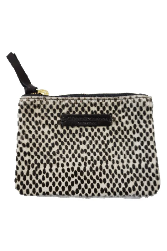Your Perfect Bag At The Perfect Price6x4 Medium Mini White and Black Dots Hair on Hide Zip Pouch Your Perfect Bag At The Perfect Price6x4 Medium Mini White and Black Dots Hair on Hide Zip Pouch