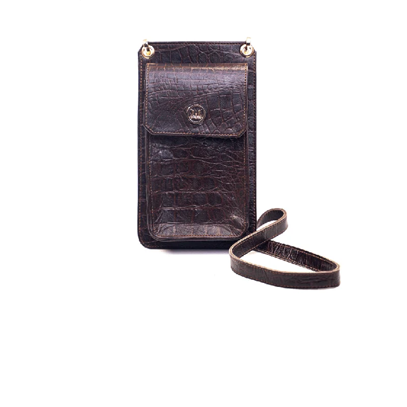  Designer-Inspired Bags, Best PricesCross Body Pouch: Dark Brown Crocodile Print