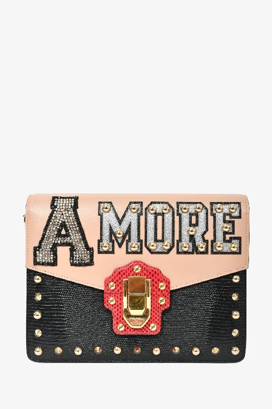 Iconic Handbags At Unbeatable PricesDolce & Gabbana Beige/Black Leather Red Python Trim Embellished 'Lucia' Shoulder Bag w/ Strap Iconic Handbags At Unbeatable PricesDolce & Gabbana Beige/Black Leather Red Python Trim Embellished 'Lucia' Shoulder Bag w/ Strap