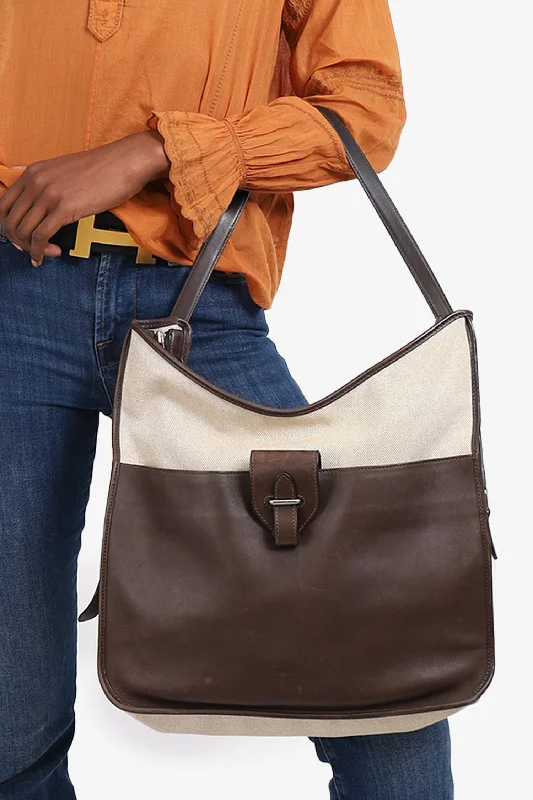  Must-Have Bags At Irresistible DiscountsHermès 2007 Brown/Beige Leather/Canvas Sac Jumping
