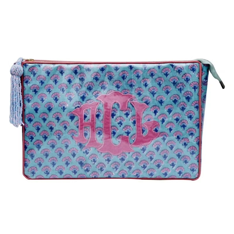  Trendy & Timeless Bags, Now On SaleBags For Playful And Chic Styles Large Pink & Blue Floral  Monogramable Zippered Pouch