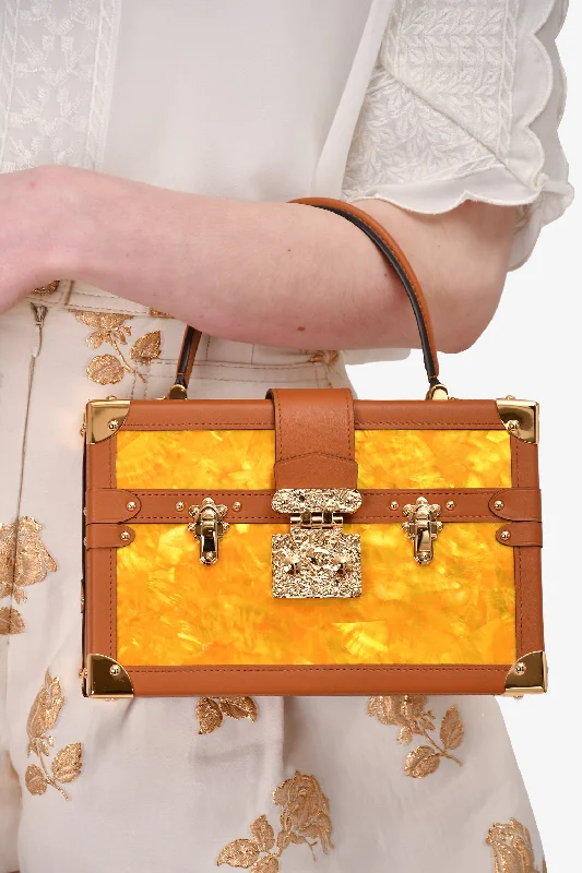 Everyday Handbags At Wallet-Friendly RatesLouis Vuitton Yellow Mother of Pearl/Brown Leather Petite Malle Top Handle Bag with Strap Everyday Handbags At Wallet-Friendly RatesLouis Vuitton Yellow Mother of Pearl/Brown Leather Petite Malle Top Handle Bag with Strap