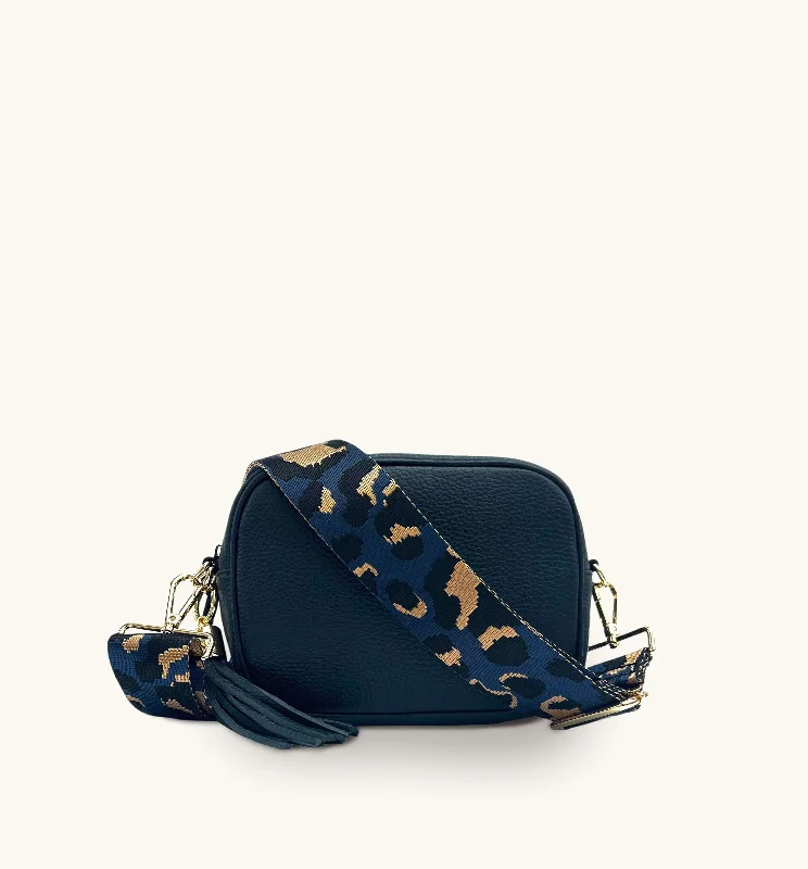Timeless Handbags Now At Special DiscountsThe Tassel Navy Leather Crossbody Bag With Navy Leopard Strap Timeless Handbags Now At Special DiscountsThe Tassel Navy Leather Crossbody Bag With Navy Leopard Strap