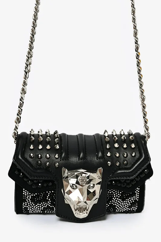 The Best Handbag Sale Of The SeasonPhilipp Plein Black Leather Crystal Embellished Crossbody The Best Handbag Sale Of The SeasonPhilipp Plein Black Leather Crystal Embellished Crossbody