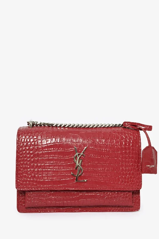 Iconic Handbags At Unbeatable PricesSaint Laurent Red Croc Embossed Leather 'Sunset' Medium Crossbody Bag Iconic Handbags At Unbeatable PricesSaint Laurent Red Croc Embossed Leather 'Sunset' Medium Crossbody Bag
