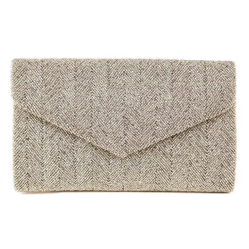  Unmissable Deals On High-Quality Designer BagsBudget Friendly Silver Beaded Herringbone Clutch