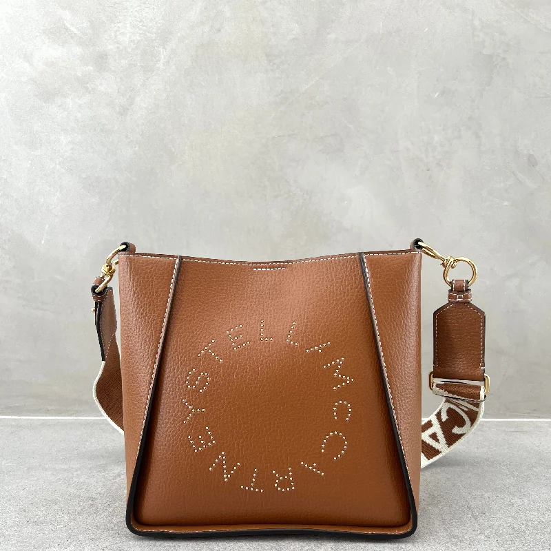  Carry Elegance For LessStella Logo Mini Crossbody Hobo Grain Stud, Pecan