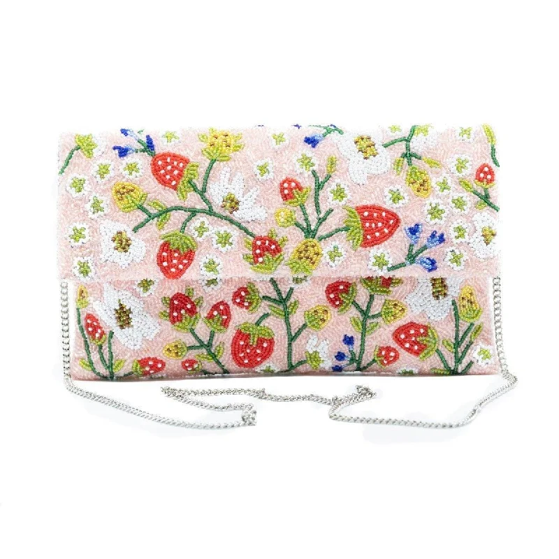  Timeless Handbags, Flash SaleGlamorous Bags For Evening Events And Parties Strawberry Motif Beaded Clutch