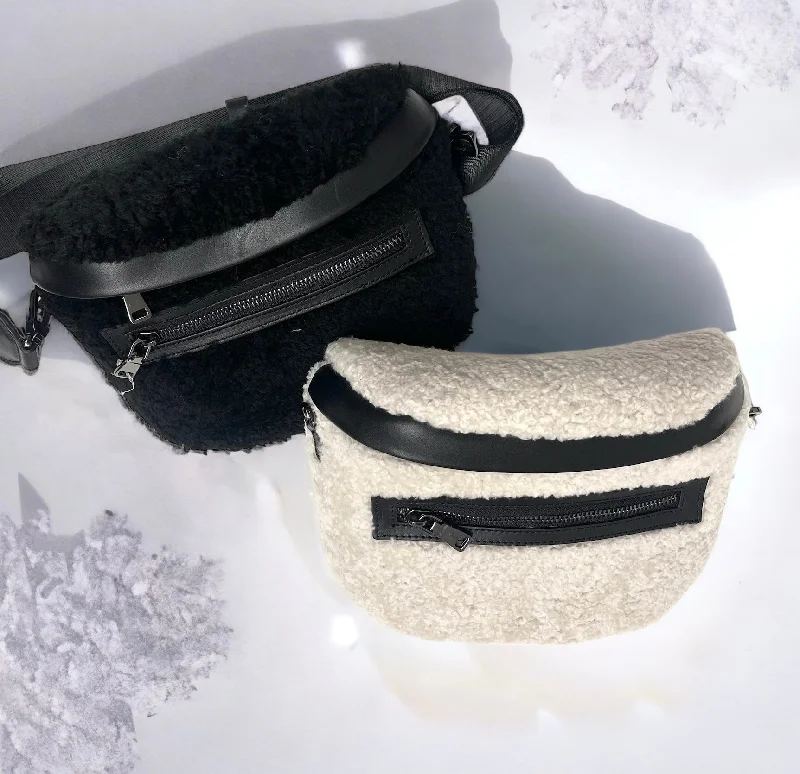  Limited-Time Handbag SaleLimited Time Deal Curly Lamb And Leather Crossbody/ Belt Bag