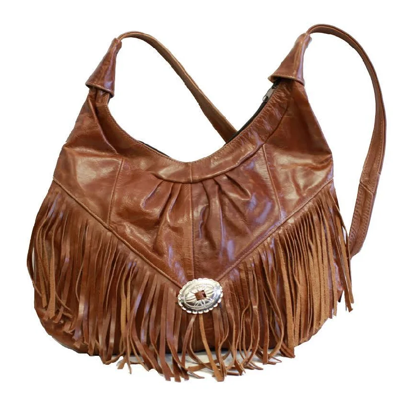  Sleek Bags, Perfect PricesEnd Of Season Sale Fringe Hobo Bag - Soft Genuine Leather Brown Color