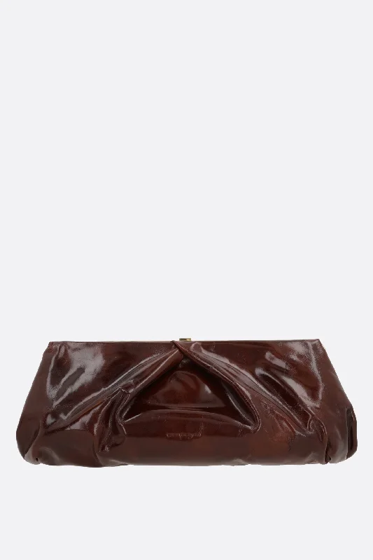  Fashion Bags, Limited Offershiny leather clutch with draped details