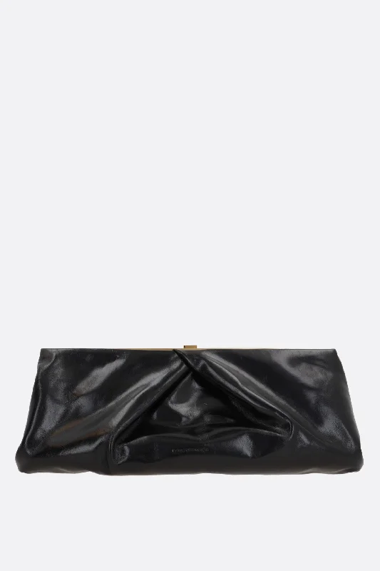  Handbag Deals You'll Loveshiny leather clutch with draped details
