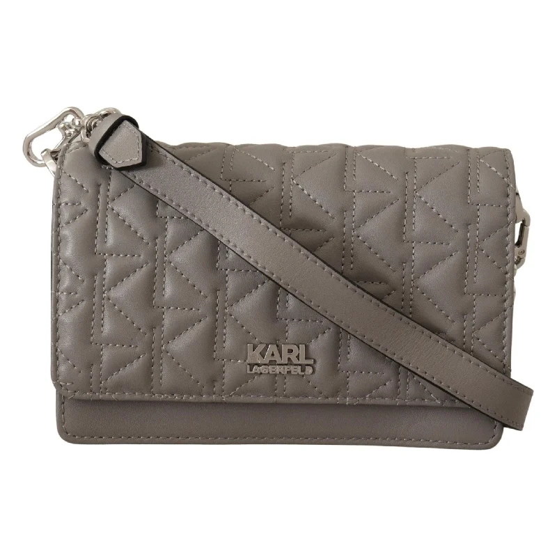 Exclusive Bag Deals – Perfect For Any OccasionKarl Lagerfeld Elegant Grey Leather Crossbody Bag Exclusive Bag Deals – Perfect For Any OccasionKarl Lagerfeld Elegant Grey Leather Crossbody Bag