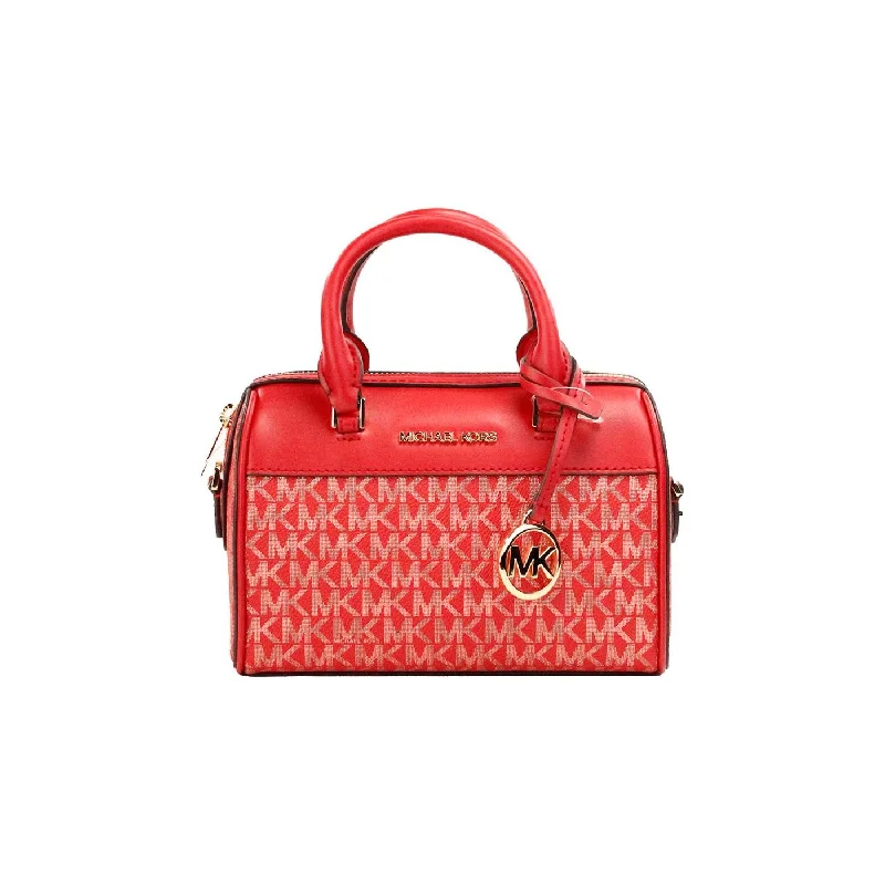  Your Perfect Bag At The Perfect PriceMichael Kors Travel XS Bright Red Signature PVC Duffle Crossbody Bag Purse