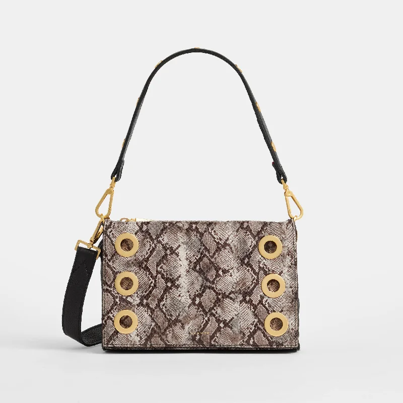  Sleek And Stylish Handbags At Lower PricesMontana Clutch | Contrast Snake/Brushed Gold | Sml