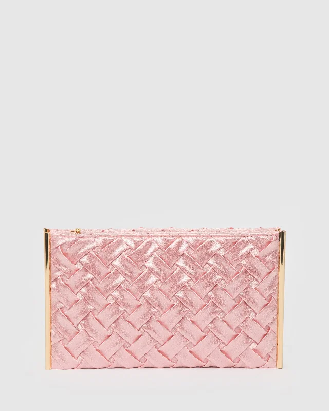  Elegant Bags, Limited Stock AvailablePink Dany Double Pouch Clutch Bag