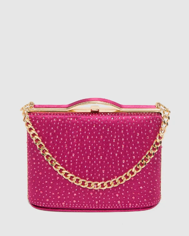  Iconic Fashion Bags At Unbeatable SavingsPink Tullia Crystal Chain Clutch Bag