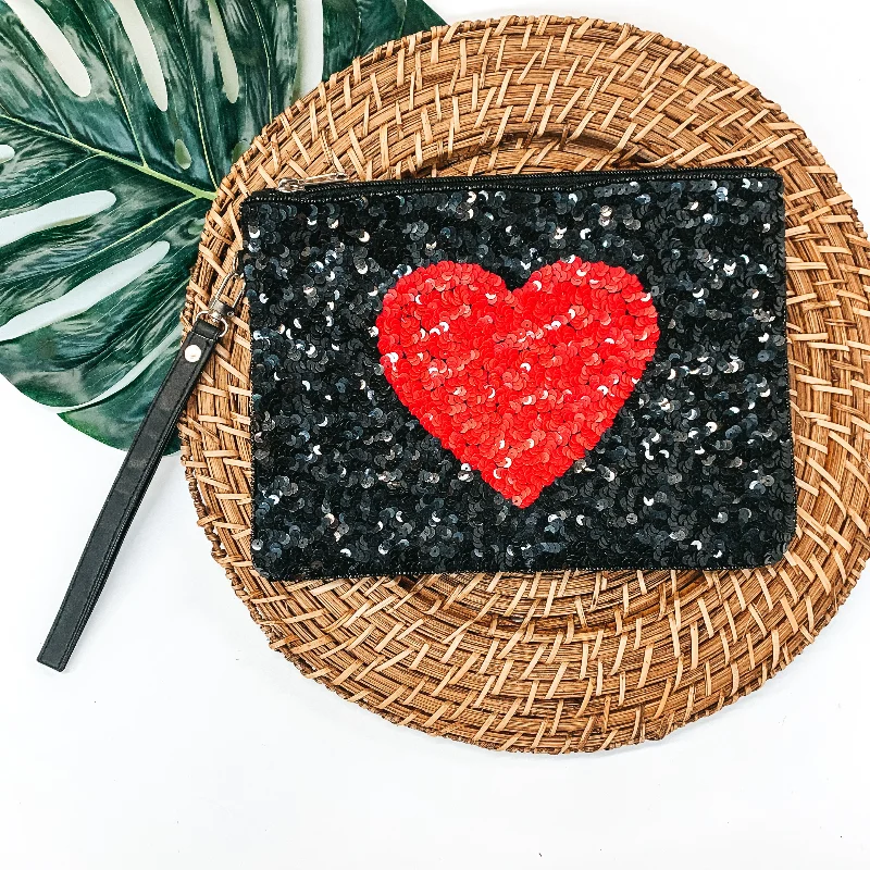  Trendy Handbags, Limited-Time SaleSequin Red Heart Clutch in Black