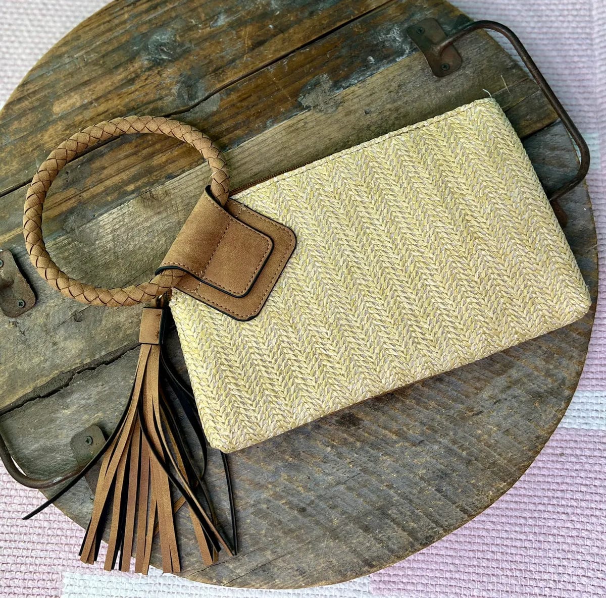  Elegant Totes At Limited-Time PricesST204 Cheyenne Straw Wristlet/Clutch With Tassel