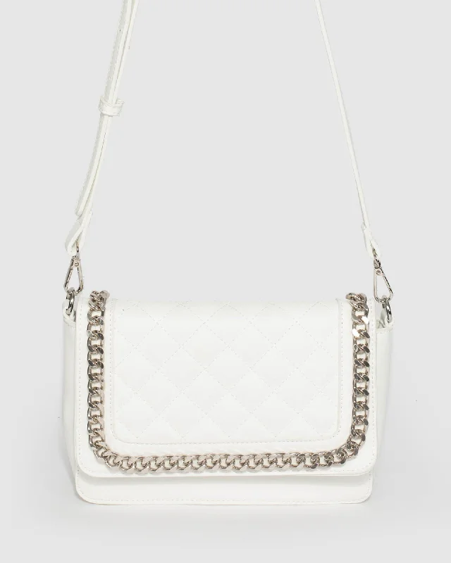  High-End Handbags At Affordable PricesWhite Ivanna Chain Crossbody Bag