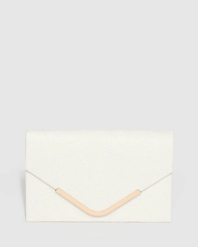 Trendy Purses At Unbeatable DiscountsWhite Lila Emboss Clutch Bag