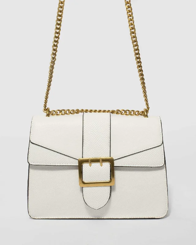  Flash Sale On Designer BagsWhite Buckle Crossbody Bag