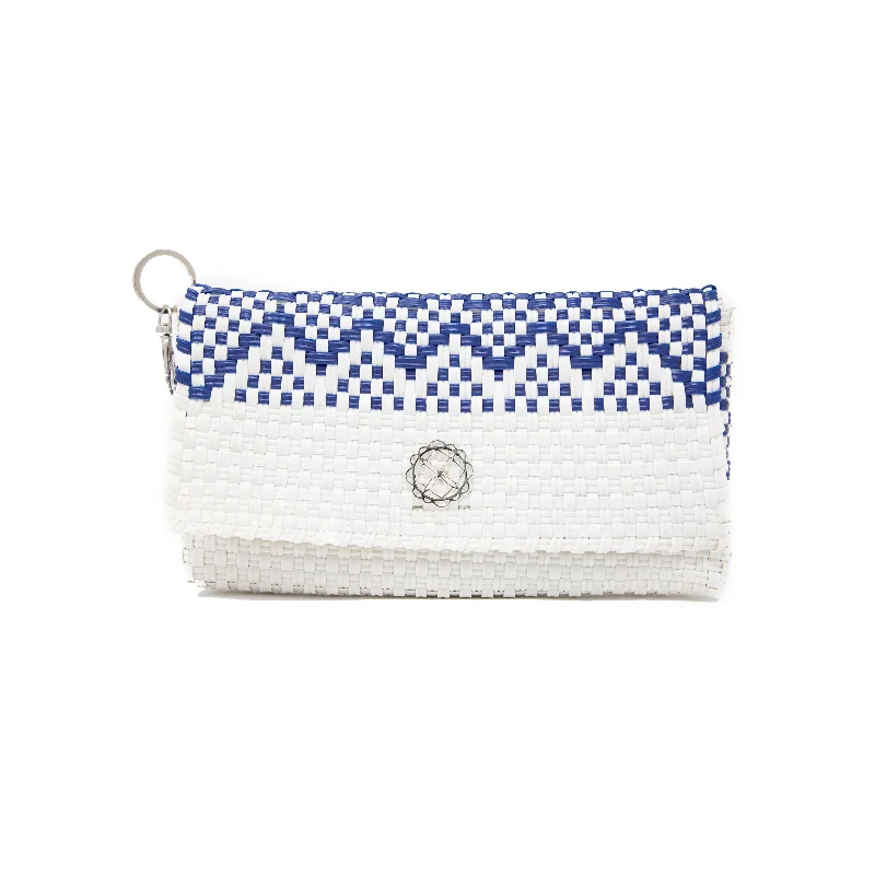  Everyday Elegance At Lower PricesBLUE WHITE AZTEC CLUTCH