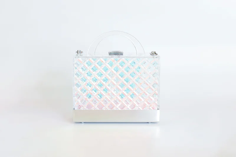  Chic And Affordable Bags – Grab Yours TodayDIAMOND CLUTCH in Iridescent/Silver