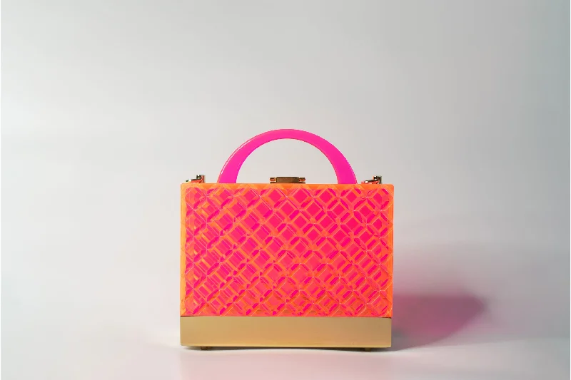  Premium Handbags With A Touch Of EleganceDIAMOND CLUTCH in Neon Pink/Gold