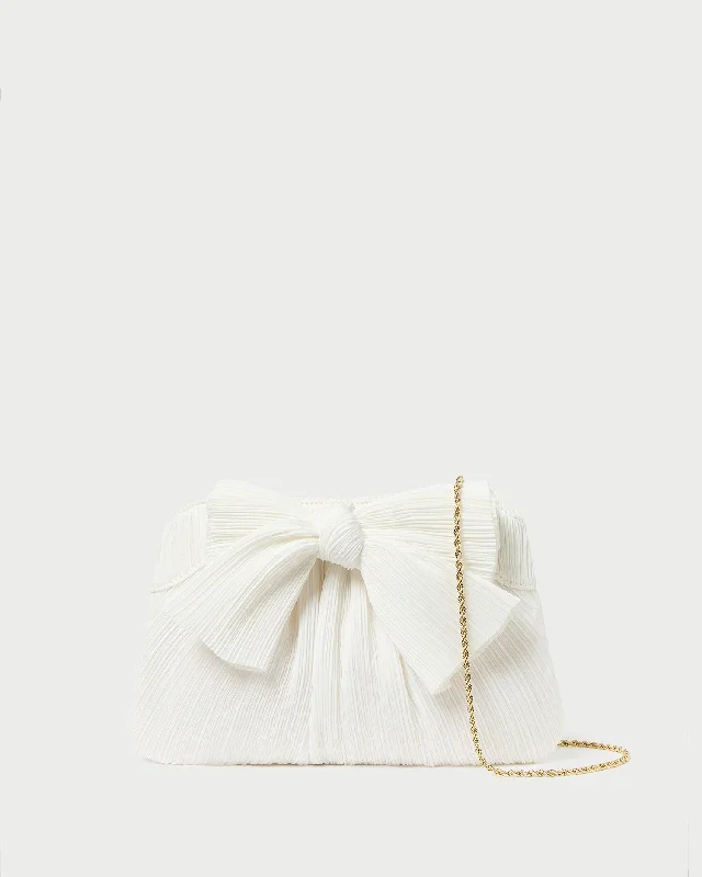  Iconic Fashion Bags At Unbeatable SavingsRayne White Pleated Bow Clutch