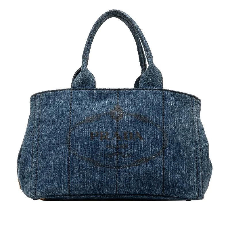  Classic Totes At Unbeatable DealsPrada Canapa Logo Denim Satchel (SHG-EImZ7i)