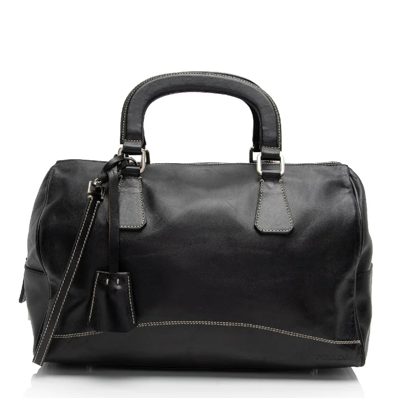  Luxury Totes, Affordable PricesPrada Leather Boston Bag (SHF-kuP8rD)