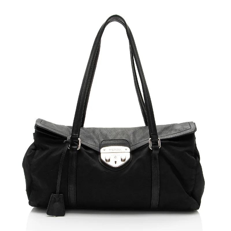  High-End Bags, Low-End PricesPrada Tessuto Pushlock Foldover Satchel (SHF-npkPQP)