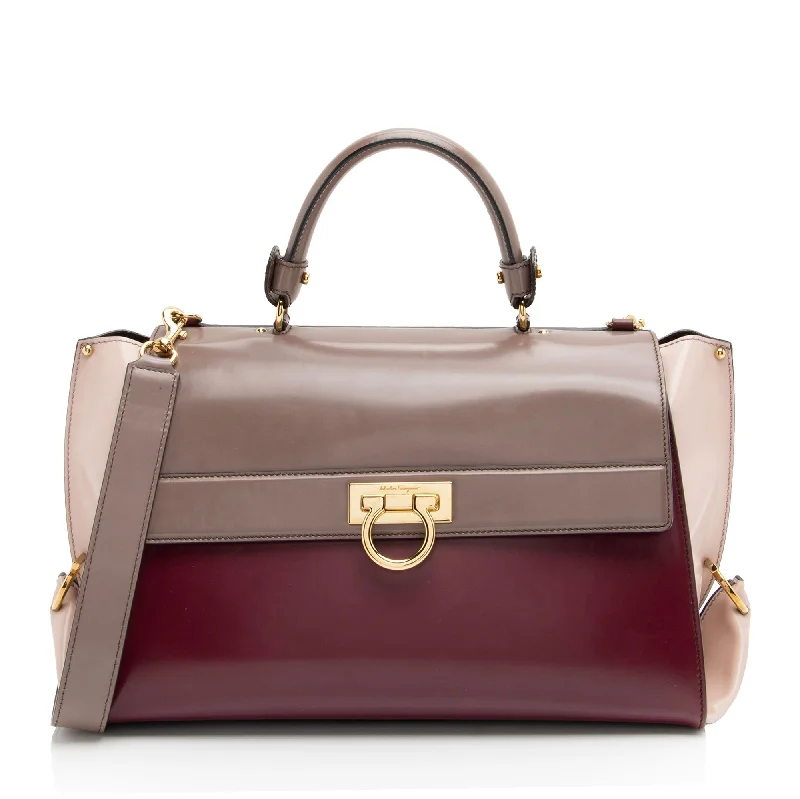  Chic Crossbody Bags, Limited OffersSalvatore Ferragamo Patent Leather Tricolor Gancini Sofia Medium Satchel (SHF-TxFQvD)
